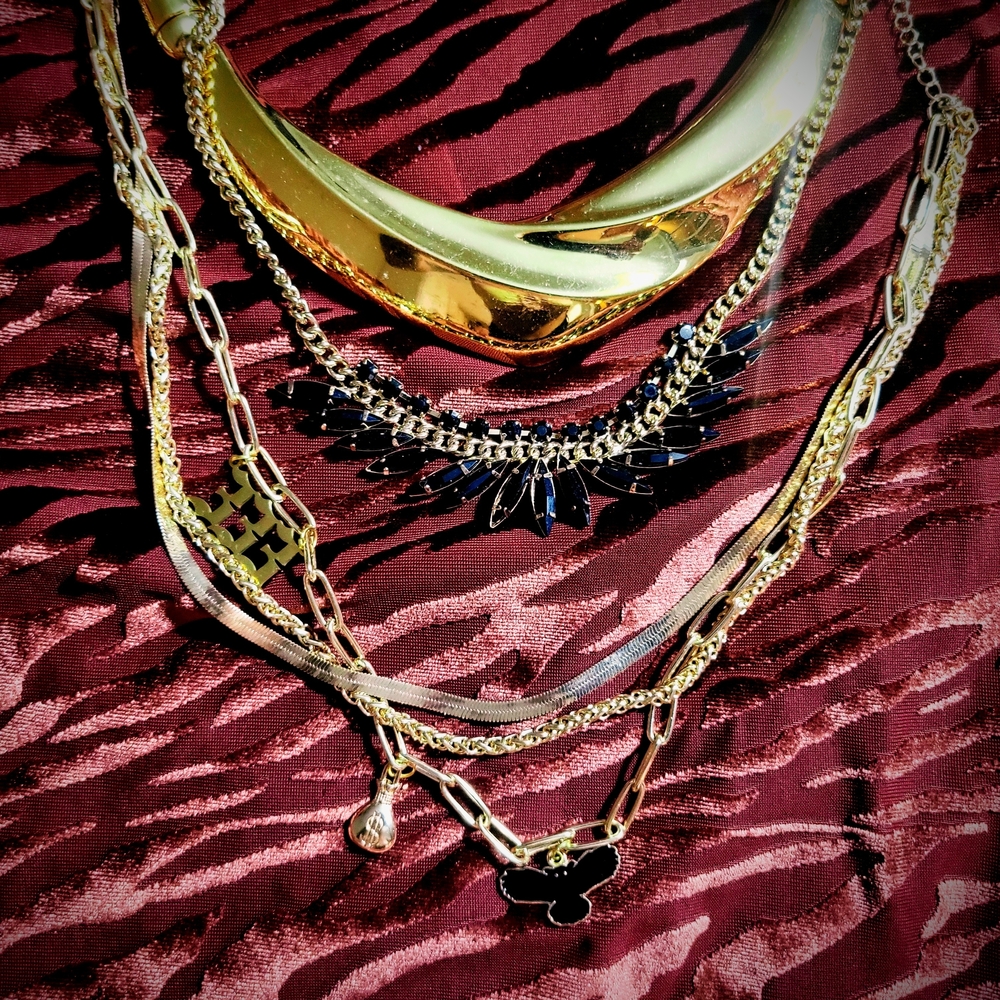 Dolls Kill Gold and Black Statement Necklace
